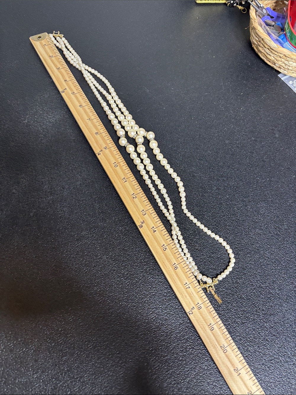 Elegant Triple-Strand Faux Pearl Statement Necklace - Cream Pearls Jewelry - Picture 6 of 7